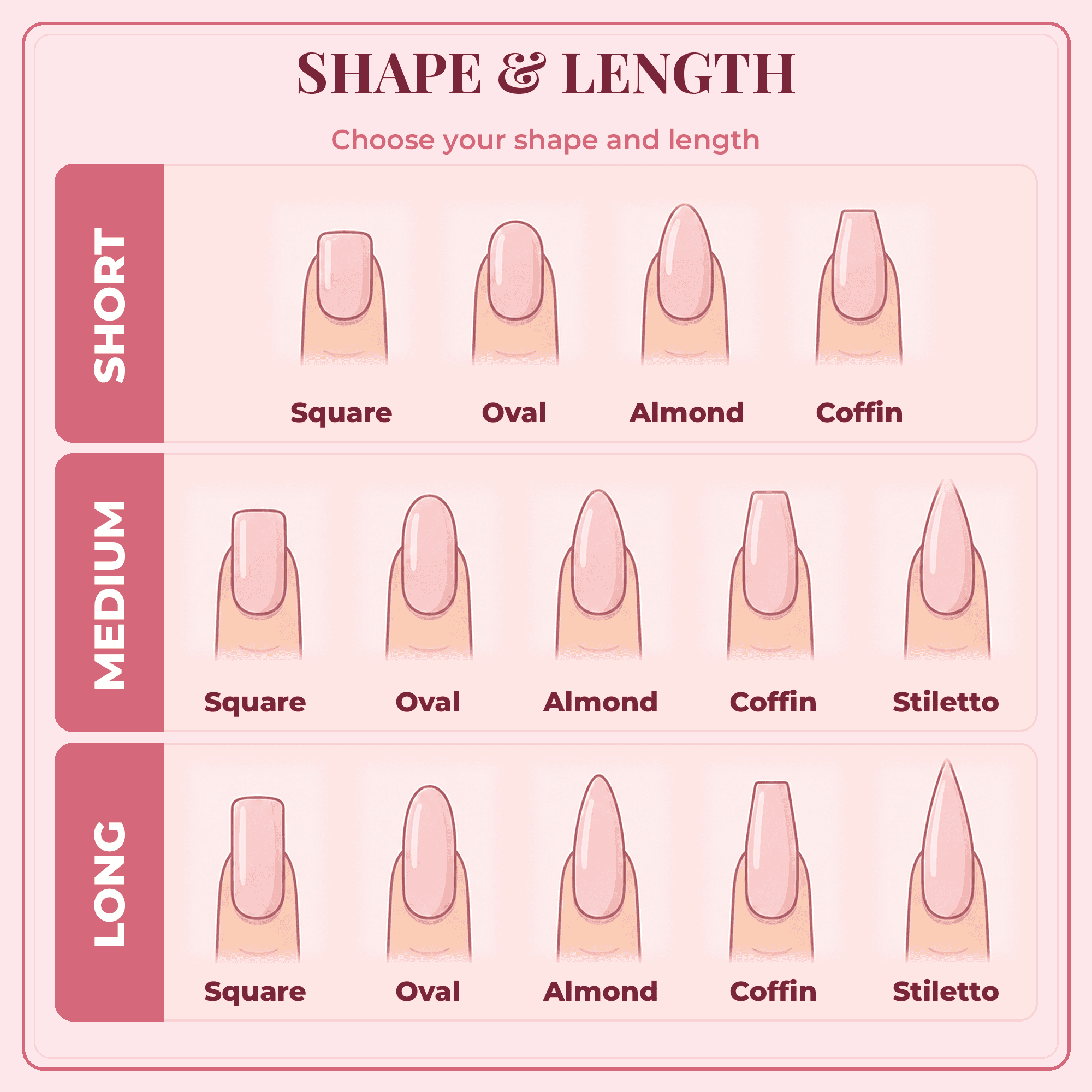 Press on nails size chart in millimeters per finger